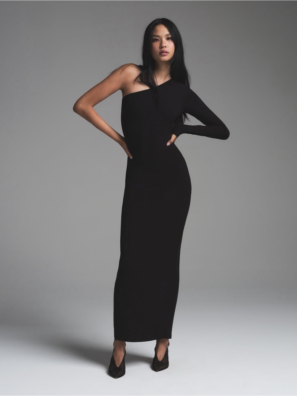 Skims Fits Everybody One Shoulder Long Sleeve Dress